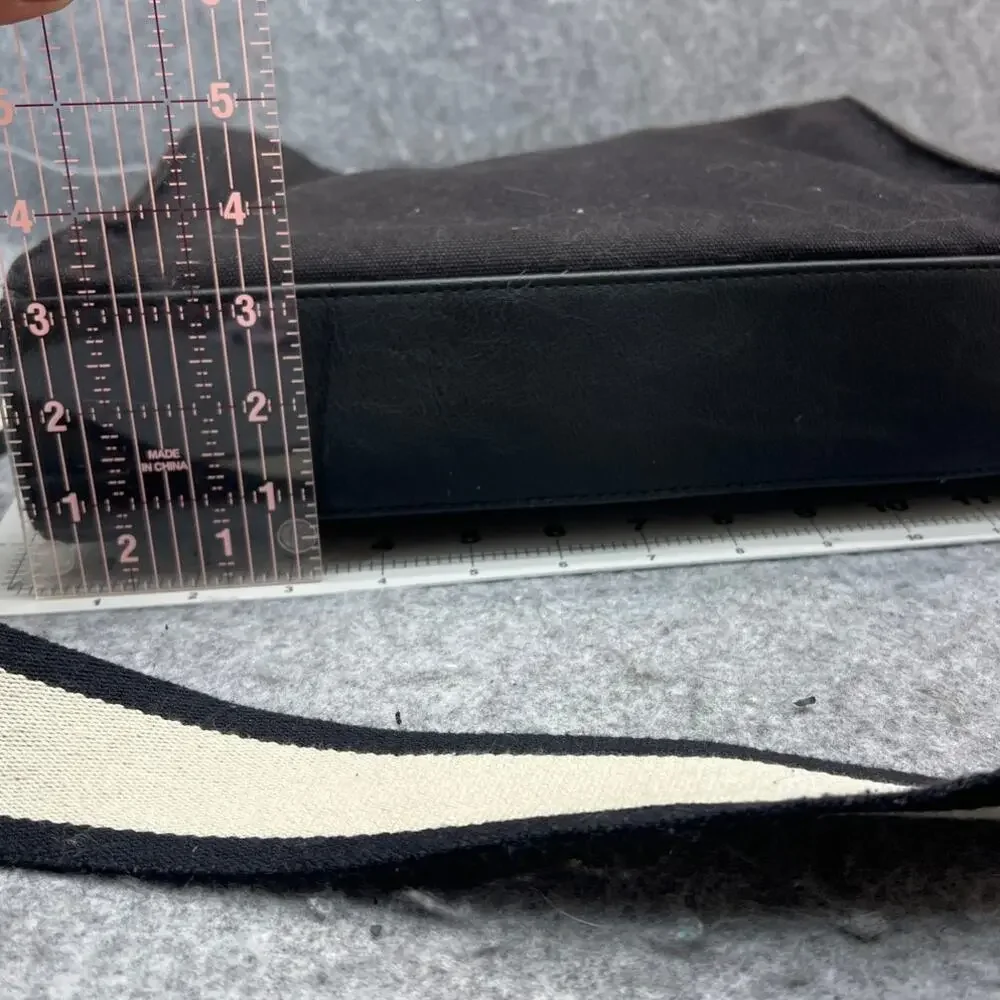 Erin Condren Black Cream Canvas Cream Adjustable Strap Crossbody Bag Purse